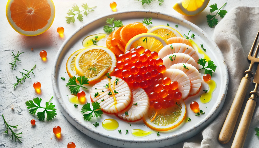 極上コラボ：イクラとホタテの柚子風味カルパッチョ