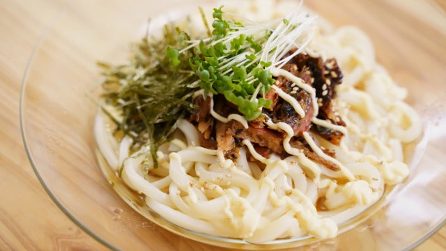 さんま蒲焼き海苔マヨうどんのレシピ・作り方